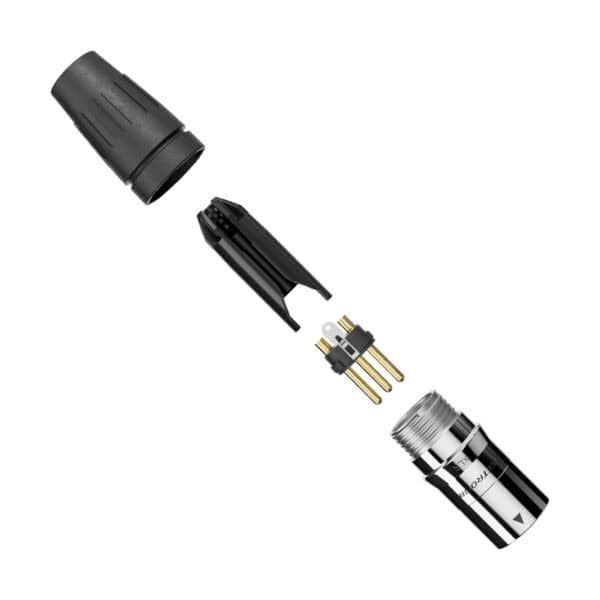 ADAPTADOR 3 PIN XLR ACERO INOXIDABLE CONTACTOS DORADOS OD 3.5-9MM