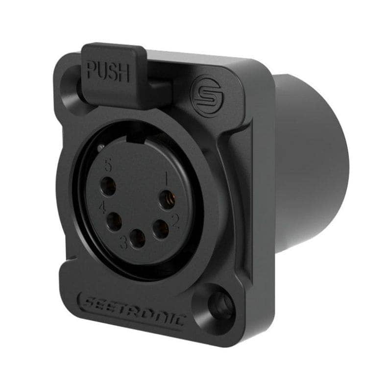 CONECTOR CHASIS 5 PIN HEMBRA NEGRA Y CONTACTOS DORADOS