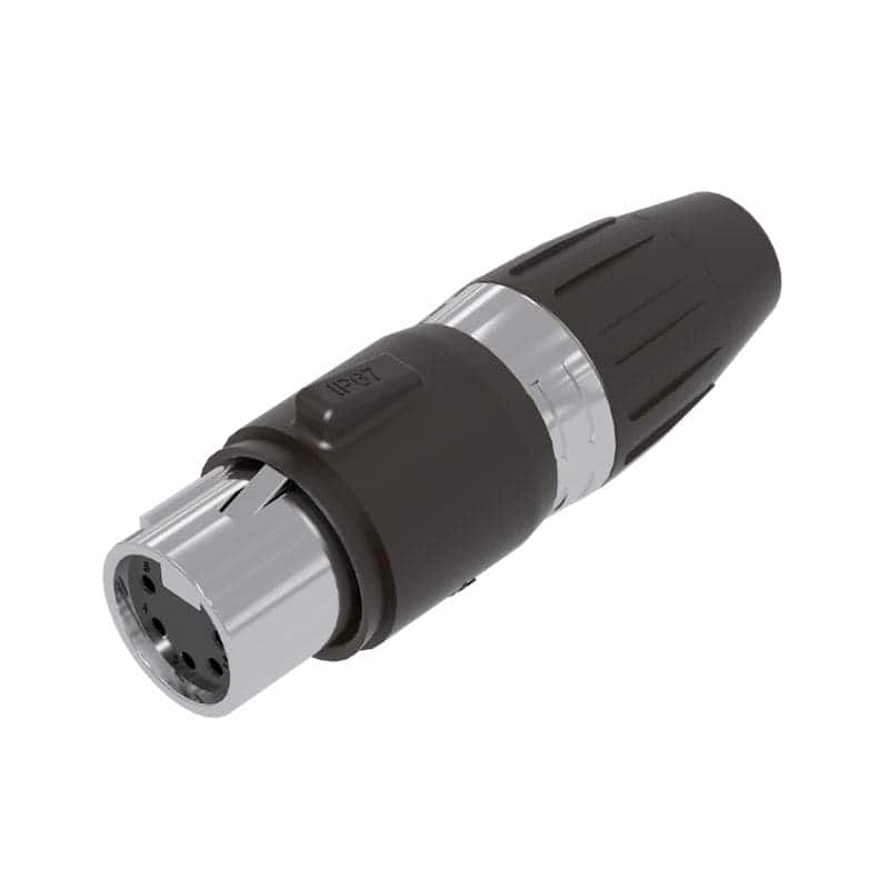 Conector 5 pin XLR hembra grado de proteccion ip67, duradero e impermeable, fundicion de zinc