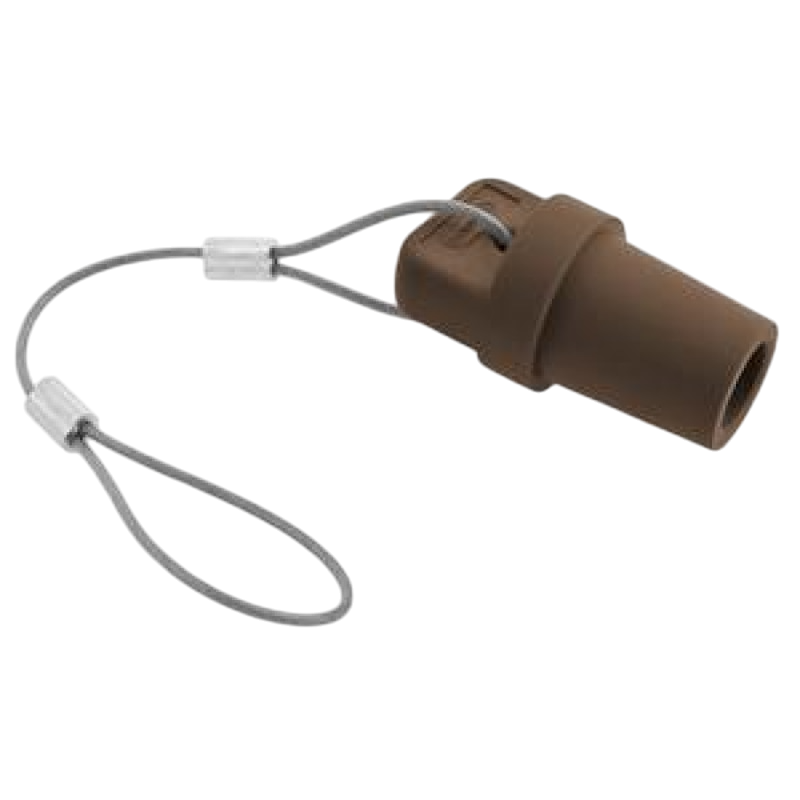 CONECTOR CAMLOCK 300-400A POLO ÚNICO, TAPA MACHO, MARRÓN, MONTAJE EN LÍNEA