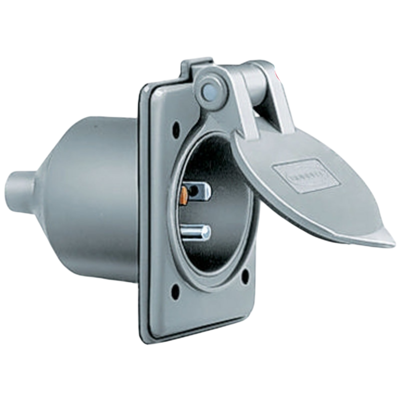 CONECTOR RECTO CHASIS, MACHO, 125V, 15A, 2P, 3H, 5-15P, INTEMPERIE, MTO