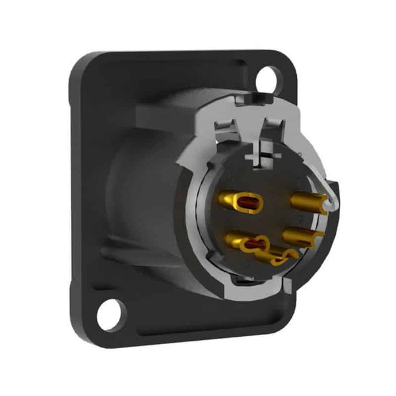 CONECTOR CHASIS 5 PIN MACHO NEGRA Y CONTACTOS DORADOS