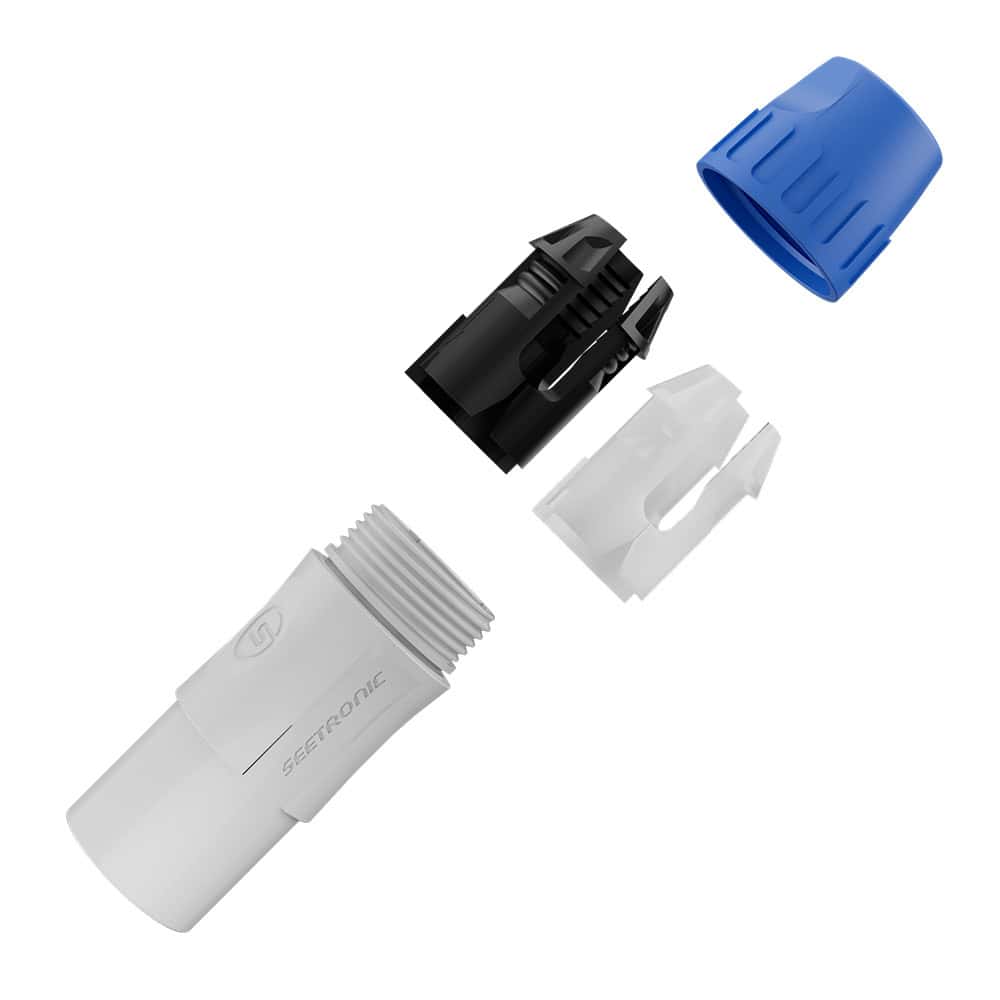 CABLE CONNECTOR WITH QUICK LOCK. GREY, 20 AMP.