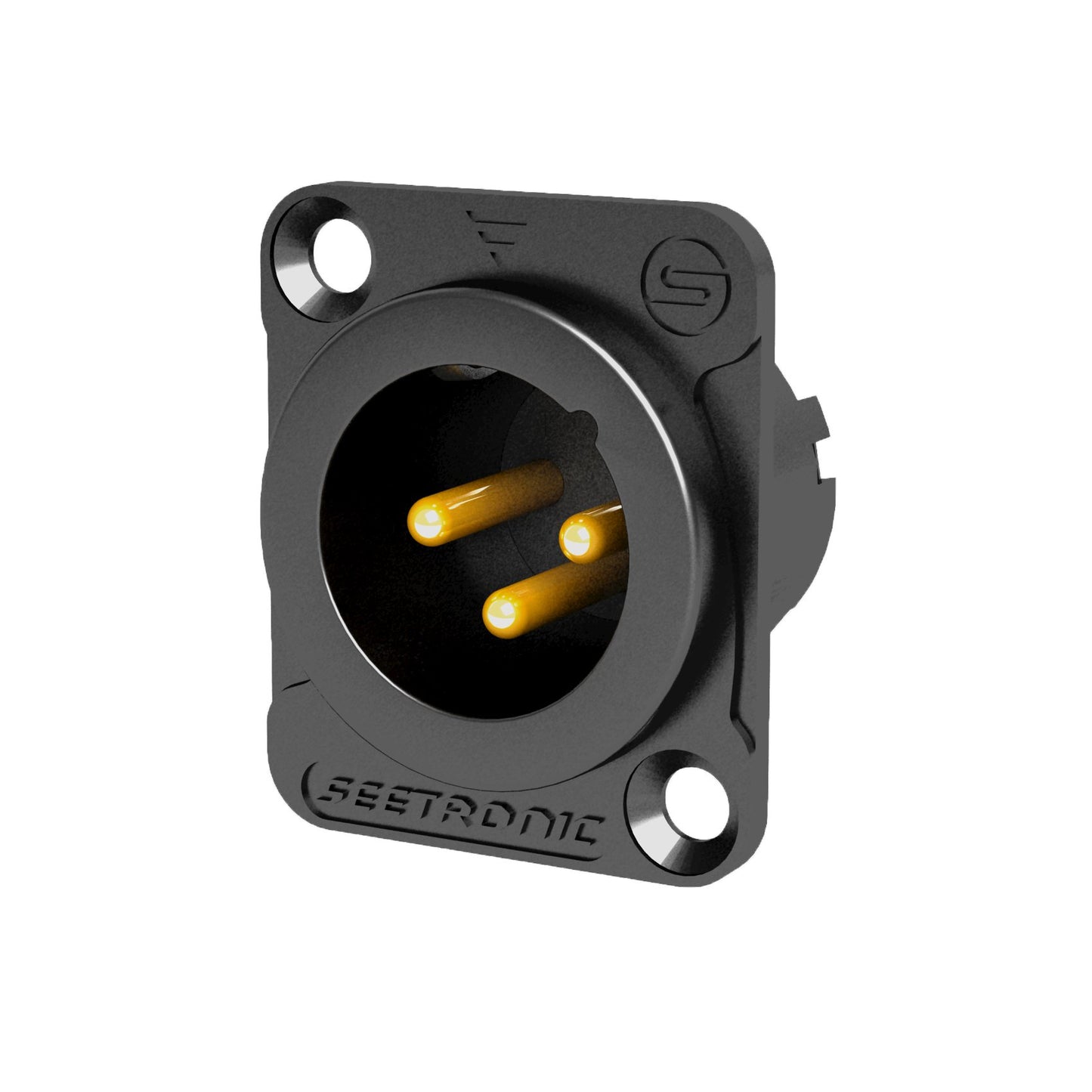 conector xlr chasis 3 pines macho negro/oro