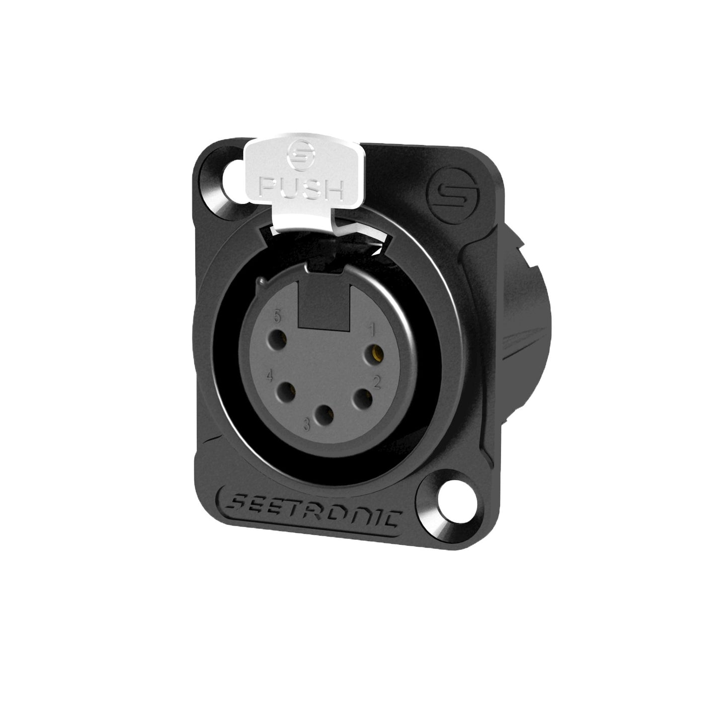 conector xlr chasis 5 pines hembra negro/oro