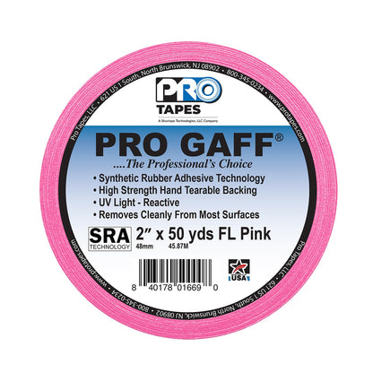 CINTA DE MARCAJE (GAFFER) PRO GAFF ROSA FLUORESCENTE, 2" X 55 YD, 11 MILS DE ESPESOR