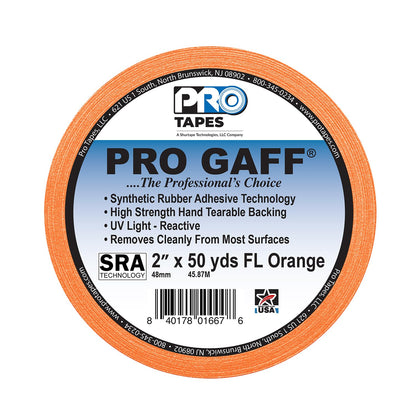 CINTA DE MARCAJE (GAFFER) PRO GAFF NARANJA FLUORESCENTE, 2" X 55 YD, 11 MILS DE ESPESOR