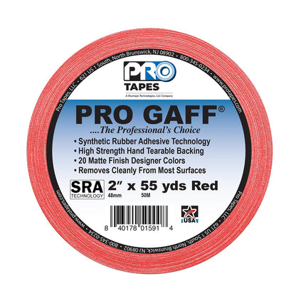 CINTA DE MARCAJE (GAFFER) PRO GAFF ROJA, 2" X 55 YD, 11 MILS DE ESPESOR