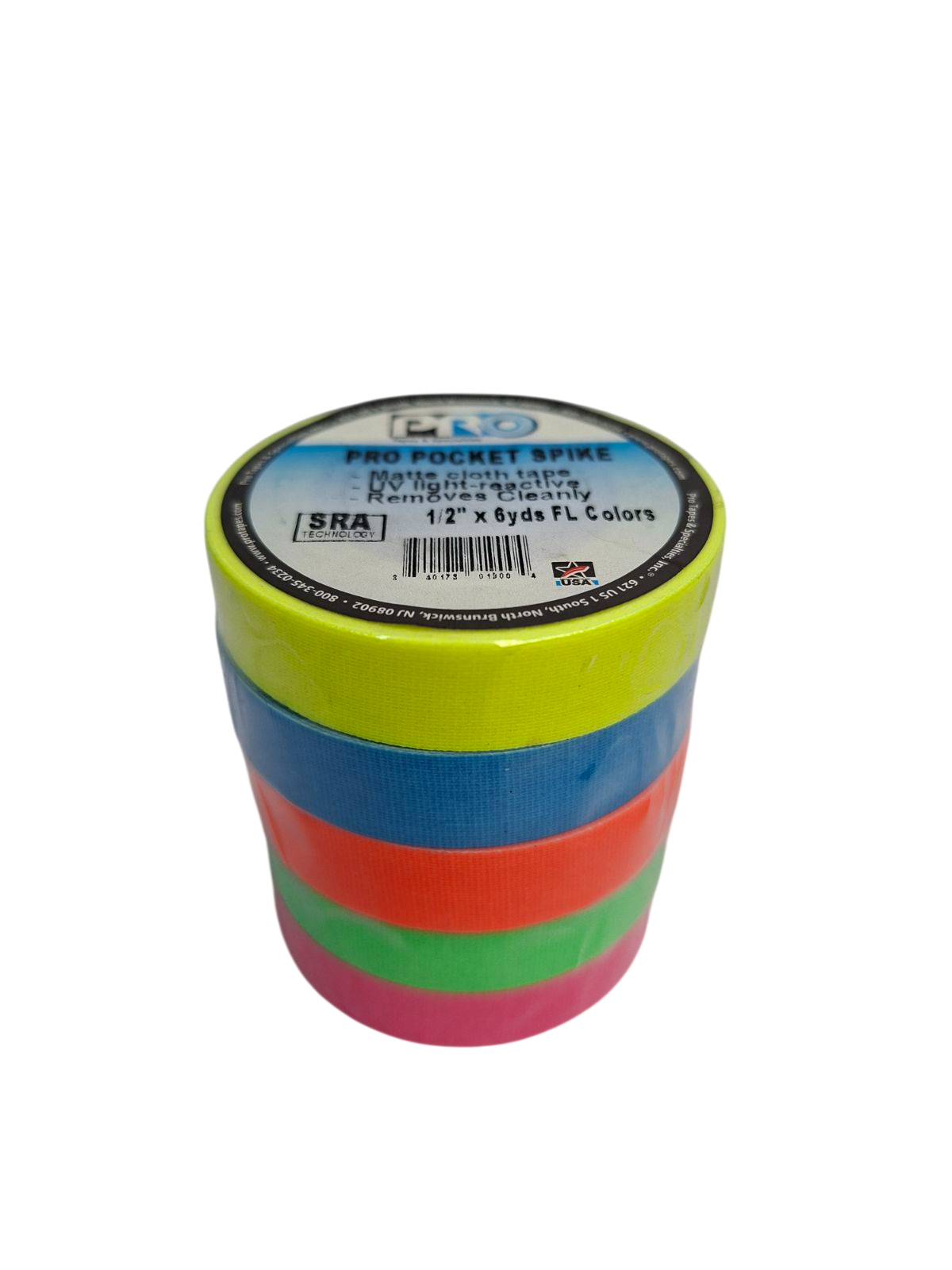 CINTA GAFFER, 1/2" X 5.5 MTS DE LARGO, FLUORESCENTE, (5 PZAS)