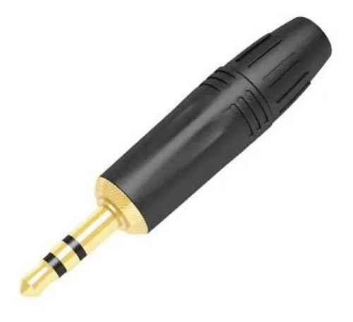 PLUG DE AUDIO 3.5MM CON CHUCK Y BUSHING CARCASA NEGRA Y CONTACTOS DORADOS
