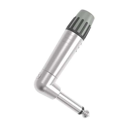 Conector delgado mono de ángulo recto de 1/4″, Carcasa cromada perlada