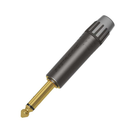 Conector delgado mono de 1/4″ , Carcasa color negro , punta dorada