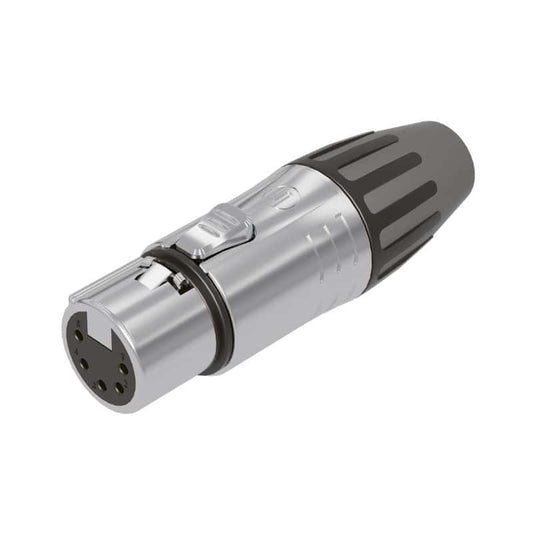 XLR FEMALE 5 PIN,CHROMIUM SHELL, SILVER CONTACTS