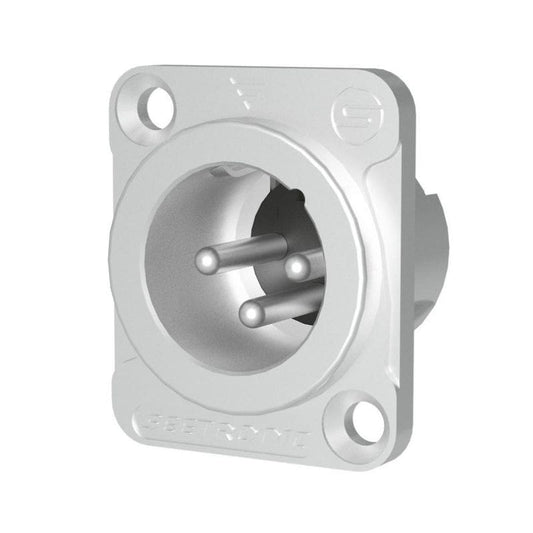 Socket XLR macho de 3 pines para chasis, acabado cromado, uso interior, carcasa tipo D