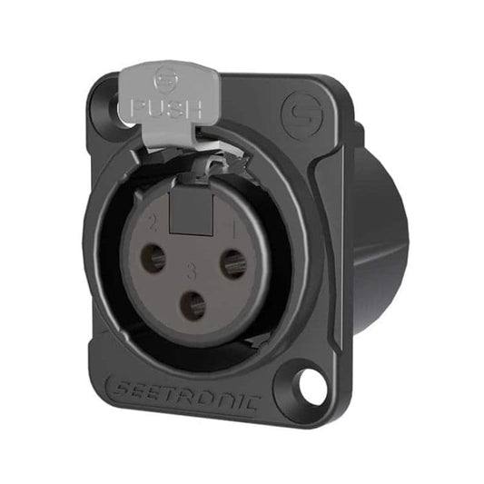 FEMALE RECEPTACLE,3 PIN,SILVER CONTACTS,BLACK SHELL