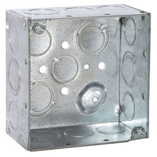 caja metalica cuadrada 4", 2 1/8" profundidad, ko 1/2" y 3/4"