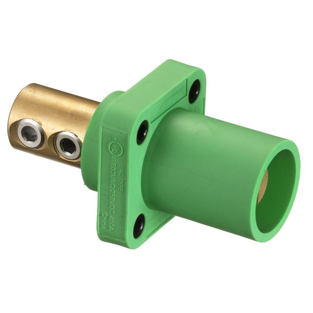 conector camlock 300-400a panel mount chasis double set male green