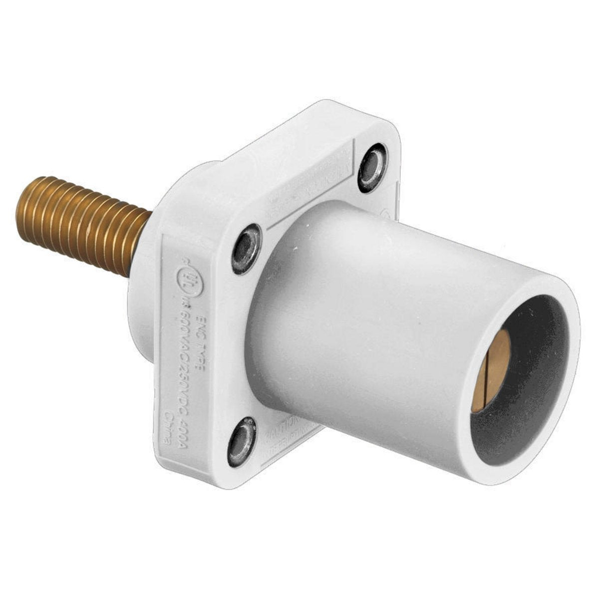 conector camlock 300-400a panel mount tornillo male white