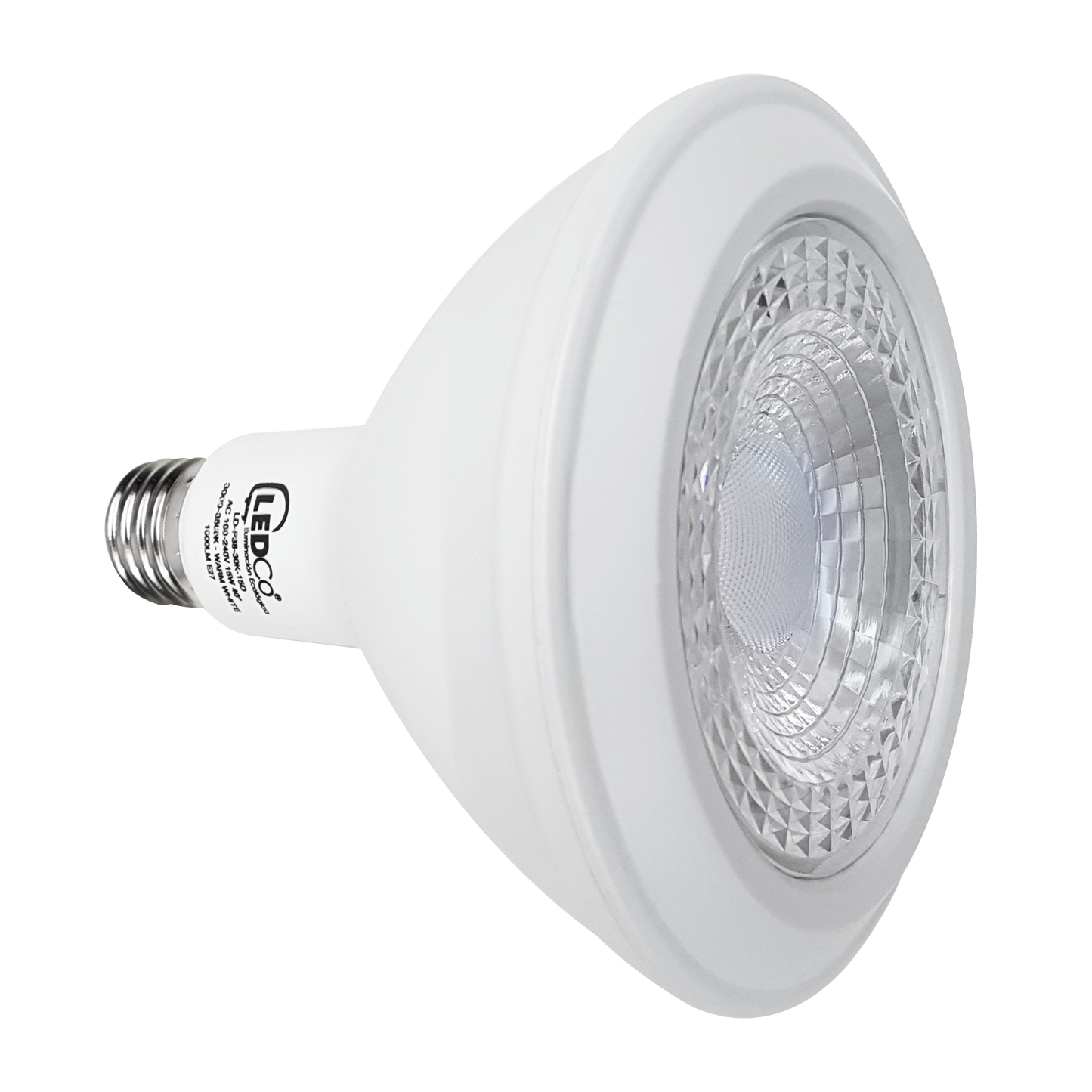 led par38, 15w, 85-265v, base e27, warm white, 40°, ledpar38-e