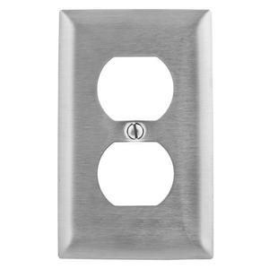 placa de pared acero inoxidable, para receptaculo doble, mto