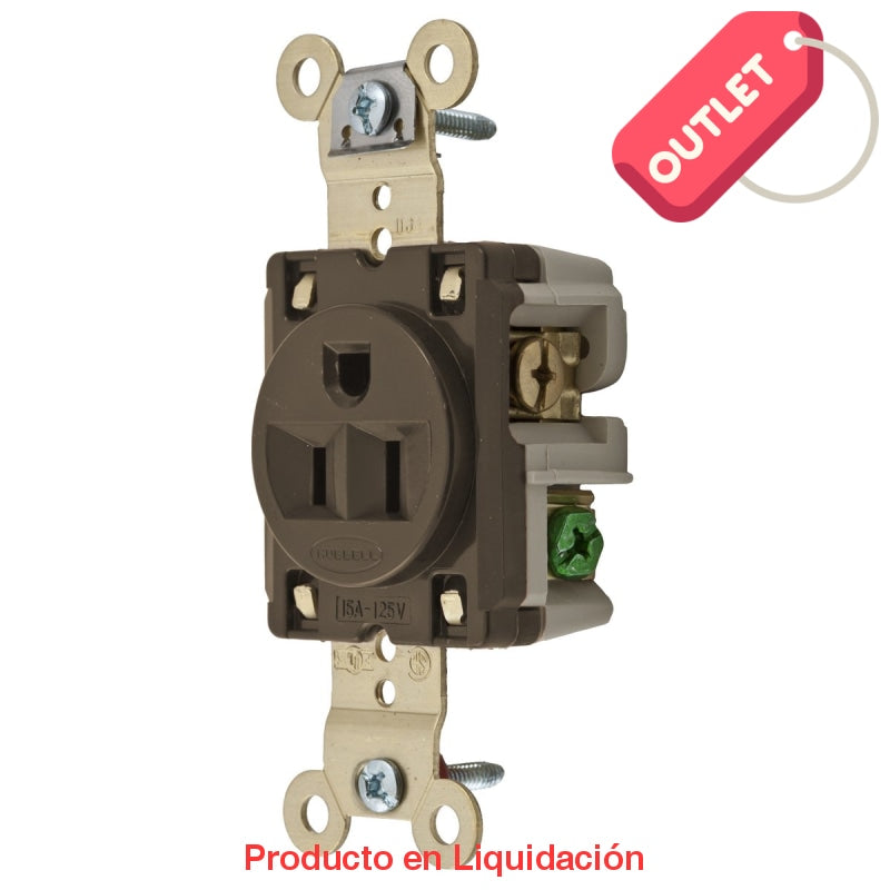 conector recto chasis, hembra, 125v, 15a, 2p, 3h, 5-15r, cafe
