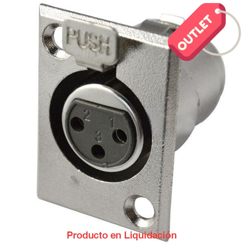 conector xlr chasis 3 pines hembra nickel/ plata, mto