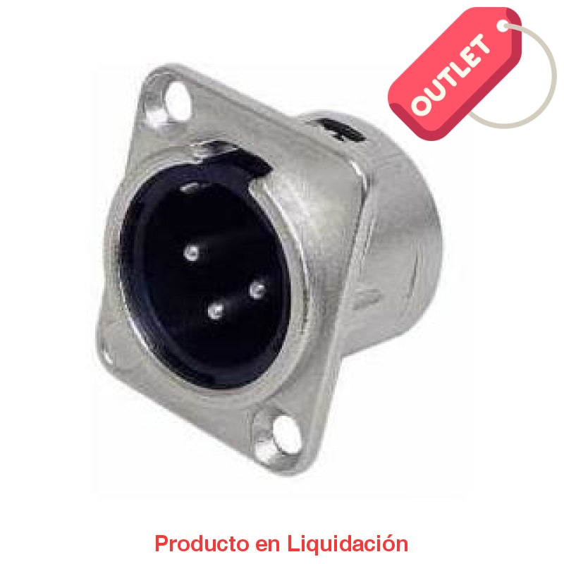 conector xlr chasis 3 pines macho nickel/plata con plug, mto