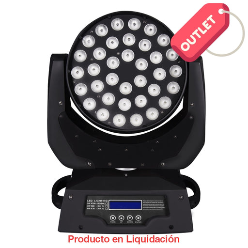 luminaria led washer, color booster, 36 x 8w (4 en 1), rgbw, con zoom, mto