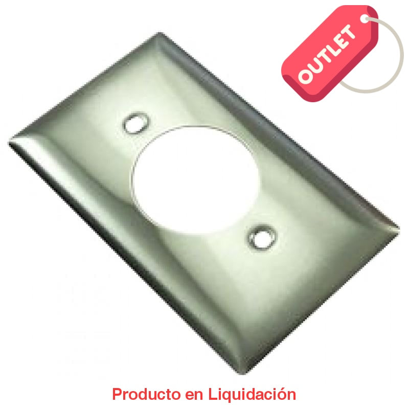 placa de pared acero inoxidable, para receptaculo sencillo, mto